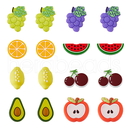 DICOSMETIC 16Pcs 8 Styles Food Grade Eco-Friendly Silicone Focal Beads SIL-DC0001-55-1