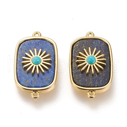 Natural Lapis Lazuli & Turquoise Links Connectors KK-P184-02A-03G-1