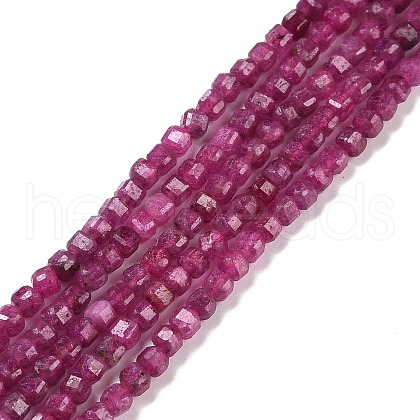 Lab Grown Red Corundum Beads Strands G-C009-B13-1-1