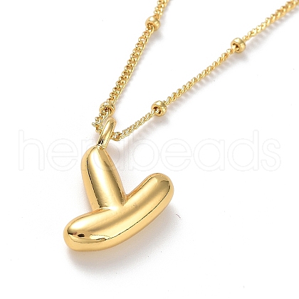 Initial Letter Brass Pendant Necklaces X-NJEW-A015-21G-Y-1