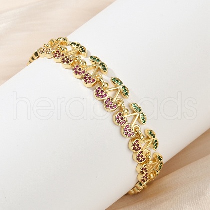 Brass Micro Pave Cubic Zirconia Link Bracelets for Women BJEW-Z126-05G-02-1