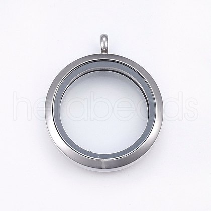 304 Stainless Steel Magnetic Floating Locket Pendants STAS-O103-35P-1