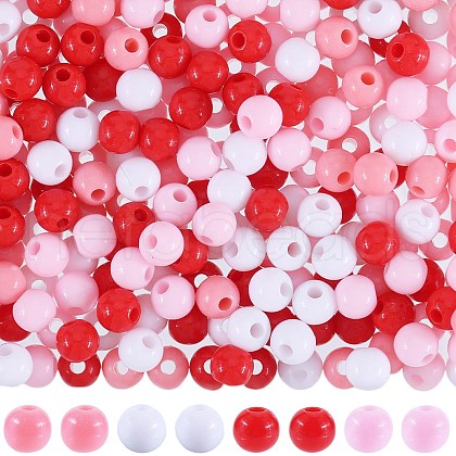 SUNNYCLUE 1200Pcs 4 Colors Valentine's Day Themed Opaque Acrylic Beads MACR-SC0001-42-1