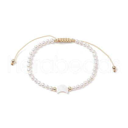 Shell Pearl Braided Bead Bracelets BJEW-JB11479-01-1