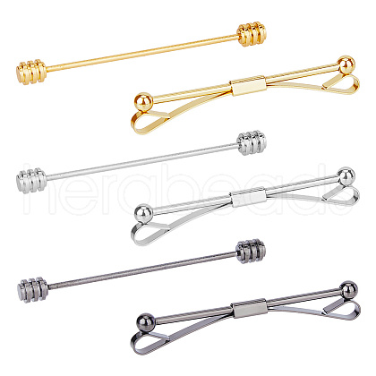 FIBLOOM 6Pcs 6 Styles Brass Collar Pins Tie Clips AJEW-FI0001-02-1