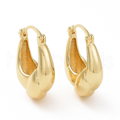 Brass Twist Teardrop Hoop Earrings for Women EJEW-C008-28G-1
