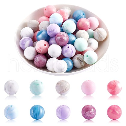 100Pcs 15mm Silicone Beads Multicolor Round Silicone Beads Kit Loose Bulk Silicone Beads for Keychain Making Necklace Bracelet Crafts JX325A-1