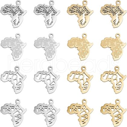 Unicraftale 16Pcs 8 Style Ion Plating(IP) 304 Stainless Steel Pendants STAS-UN0028-39-1