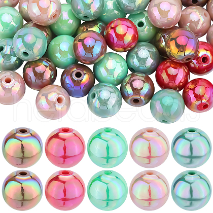 SOFPLATE Christmas Theme 100Pcs 5 Colors Opaque Acrylic Beads MACR-SP0001-01B-04-1