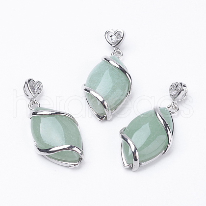 Natural Green Aventurine Pendants X-G-E423-01P-1