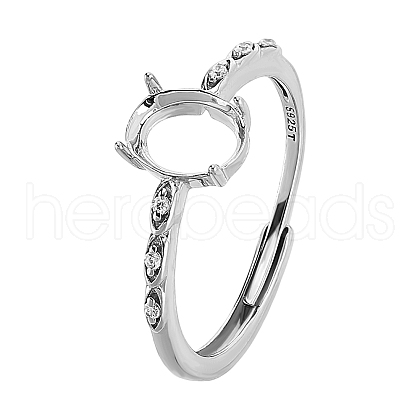 BENECREAT 1Pc Rhodium Plated 925 Sterling Silver Adjustable Ring Components FIND-BC0013-97-1