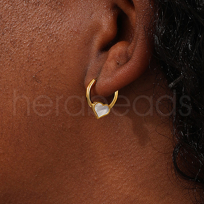 Elegant Heart Stainless Steel Hoop Earrings PA2718-1