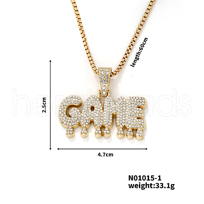 Fashionable Full Alloy Crystal Rhinestone GAME English Letter Pendant Necklaces for Street Rock KS9469-1-1