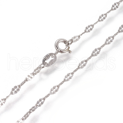 Anti-Tarnish Rhodium Plated 925 Sterling Silver Link Chain Necklaces STER-L059-16P-1