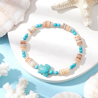 Natural Freshwater Shell Beaded Stretch Bracelets BJEW-JB11804-01-1
