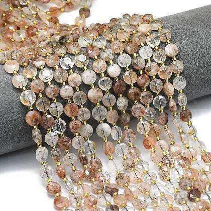 Natural Black Gold Rutilated Quartz Beads Strands G-C116-A45-02-1