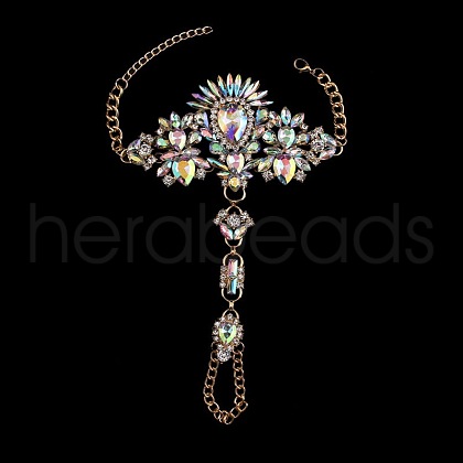 Fashion Alloy & Acrylic Rhinestone Flower Toe Ring Anklets for Beach Party WGAEED0-02-1