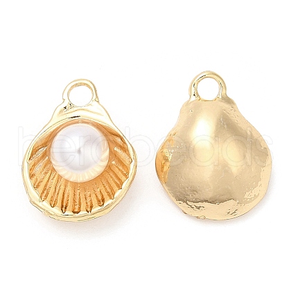 Brass with Glass Pearl Pendants KK-K333-56G-1