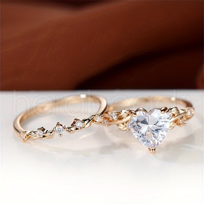 Heart Alloy Finger Rings for Women FS-WG1A204-08-1