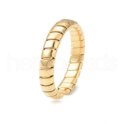 Ion Plating(IP) 304 Stainless Steel Spiral Open Cuff Ring for Women RJEW-I096-15G-1