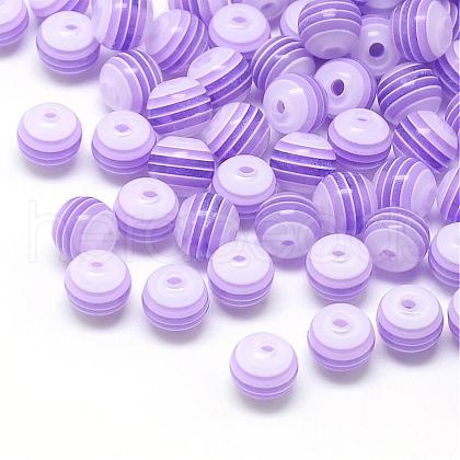 Transparent Stripe Resin Beads RESI-S345-6mm-06-1
