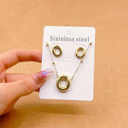 304 Stainless Steel Pendant Necklaces & Stud Earrings Sets FS-WGEB5F1-15-1