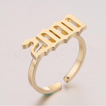 Birth Year 201 Stainless Steel Adjustable Open Cuff Rings FS-WG46D84-06-1