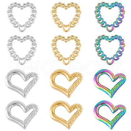 DICOSMETIC 12Pcs 6 Style 304 Stainless Steel Linking Rings STAS-DC0011-03-1