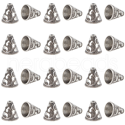 SUNNYCLUE 40Pcs Tibetan Style Cone Alloy Bead Cones FIND-SC0007-94-1
