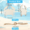 Wood Crab Pendant Decorations HJEW-WH20016-03-2