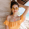 4Pcs 4 Style Natural & Synthetic Mixed Gemstone Teardrop Pendant Necklaces Set NJEW-AB00030-4