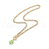 Alloy Enamel Clover Pendant Necklace with Brass Chains for Women NJEW-JN04087-5