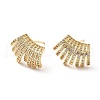 Clear Cubic Zirconia Chunky Stud Earrings EJEW-F281-16G-2