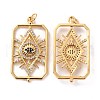 Brass Micro Pave Cubic Zirconia Pendants ZIRC-P092-034G-RS-3