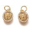 Brass Micro Pave Clear Cubic Zirconia Charms ZIRC-C020-54G-1