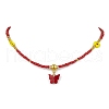 Glass Seed Beads & Flower Handmade Lampwork Beaded Necklaces NJEW-MZ00065-03-2
