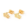 304 Stainless Steel Tiny Crown Stud Earrings with 316 Stainless Steel Pins for Women EJEW-J043-18G-1
