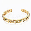 Brass Micro Pave Cubic Zirconia Curb Chain Cuff Bangles BJEW-T018-12G-01-NF-1