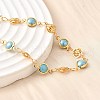 304 Stainless Steel Glass Link Bracelets for Women BJEW-V010-02G-2