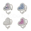 Heart Brass Micro Pave Cubic Zirconia Cuff Rings for Women RJEW-A069-12P-2