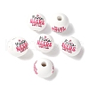 Mother's Day Theme Printed Wood European Beads WOOD-F016-06-2