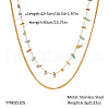 Colorful Natural Stone Chip & Stainless Steel Handmade Link Chain Double Layer Necklaces ZX3080-7-1
