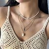 Summer Beach Alloy Starfish & Natural Shell Pendant Glass Seed Beaded 3 Layer Necklaces for Women FS-WGF3BD7-06-1