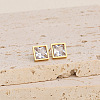 Rhombus 304 Stainless Steel Pave Clear Cubic Zirconia Link Bracelets & Stud Earrings & Pendant Necklaces FS-WG48BD9-01-4