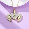 304 Stainless Steel Polymer Clay Crystal Rhinestones Openable Pendant Necklaces for Women NJEW-Z065-09G-3