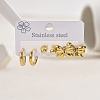 Elegant Stainless Steel Bowknot Earrings Set for Women LF8079-3