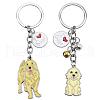 WEWAYSMILE 2 pcs Dog Keychain Car Keychain Pet Pendant Key-Ring Lovely Dog Key-ring Portable Metal Keychain Gift for Pet Lover Birthday Puppy Theme Party Supplies (Golden Haired Dog) JX787A-1