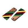 Jamaican Colour Epoxy Resin & Walnut Wood Pendants RESI-N039-122M-2