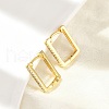 Rectangle Brass Micro Pave Clear Cubic Zirconia Hoop Earrings EJEW-D311-090G-3