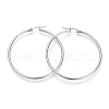 Tarnish Resistant 201 Stainless Steel Hoop Earrings X-MAK-R018-50mm-S-2